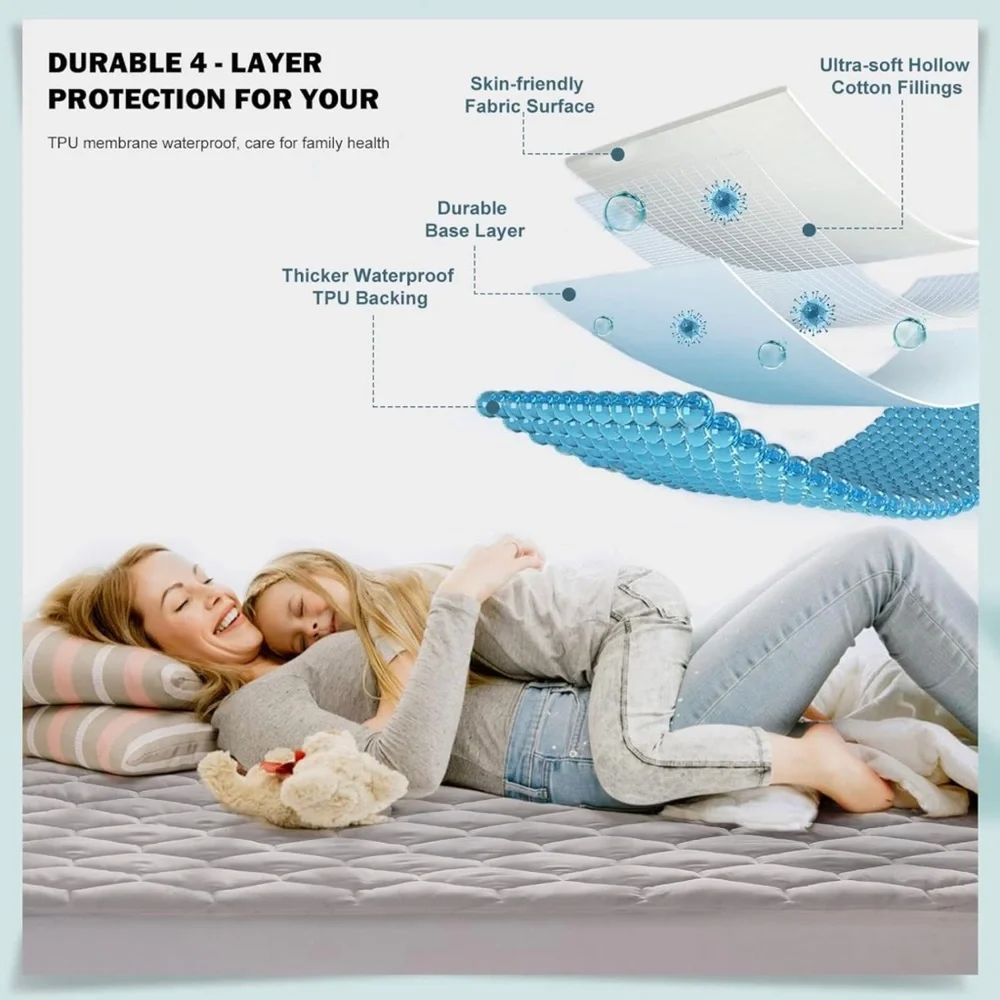 Waterproof Quilted Queen Sized Mattress Pad